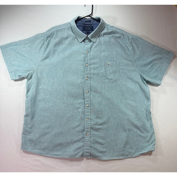 Eventide Other - Eventide Mens‎ 3XL Blue/Green Linen Blend Short Sleeve Button Down Shirt